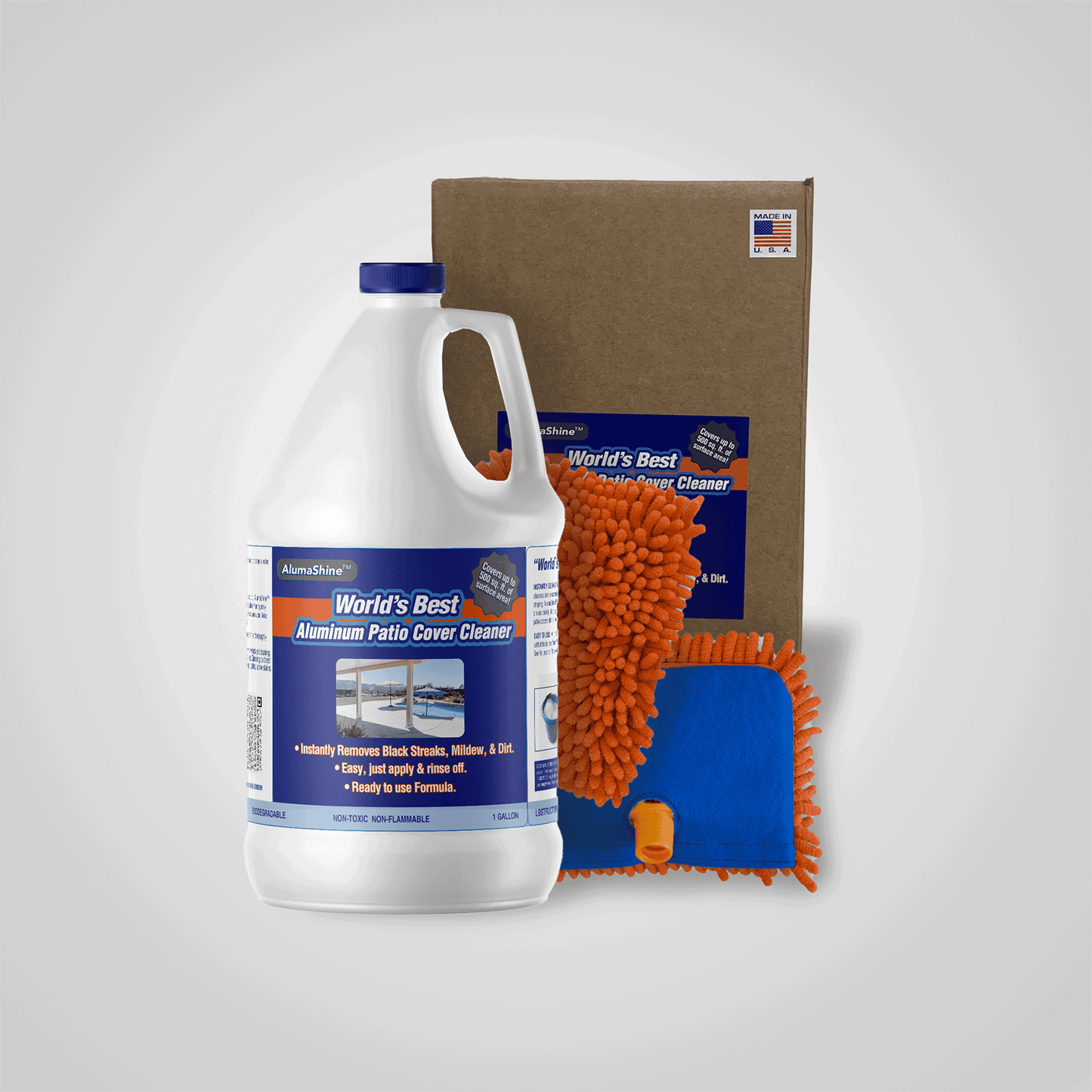 AlumaShine® Aluminum Patio Cover Cleaner – Remove Black Streaks, Mold, Mildew & Dirt Fast