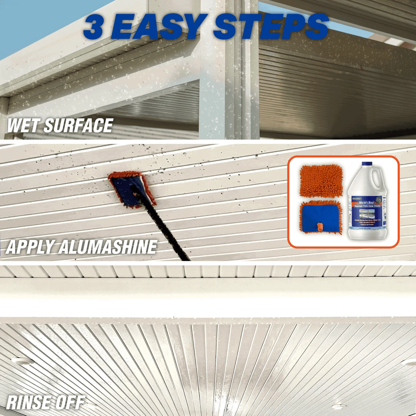 AlumaShine® Aluminum Patio Cover Cleaner – Remove Black Streaks, Mold, Mildew & Dirt Fast